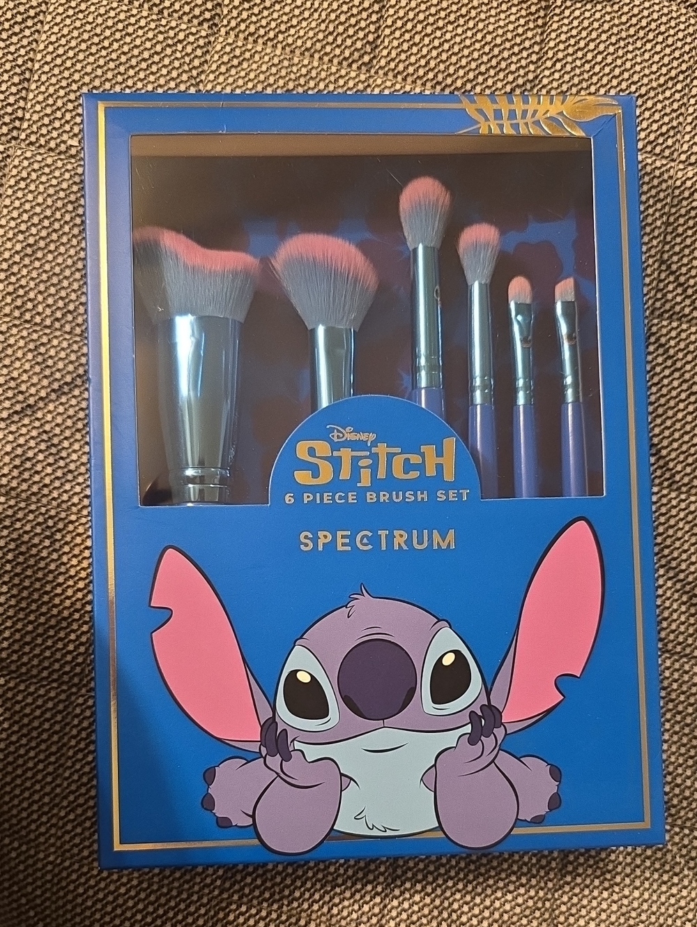 Disney Stitch Spectrum 6-Piece Makeup Brush Set - Blue with Pink Brush Tips